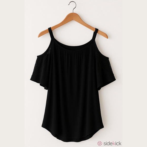 Chico's Tops - Chicos Black Gauze cold shoulder Tunic